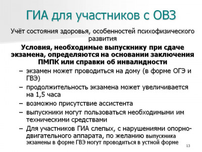 ГИА для участников с ОВЗ.